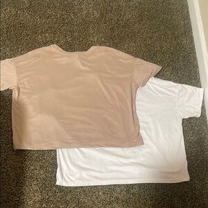 Set of Two T-Shirts in Tan and White